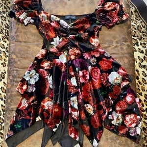 Current Mood Multicolor Velvety Floral Mini Dress Size S